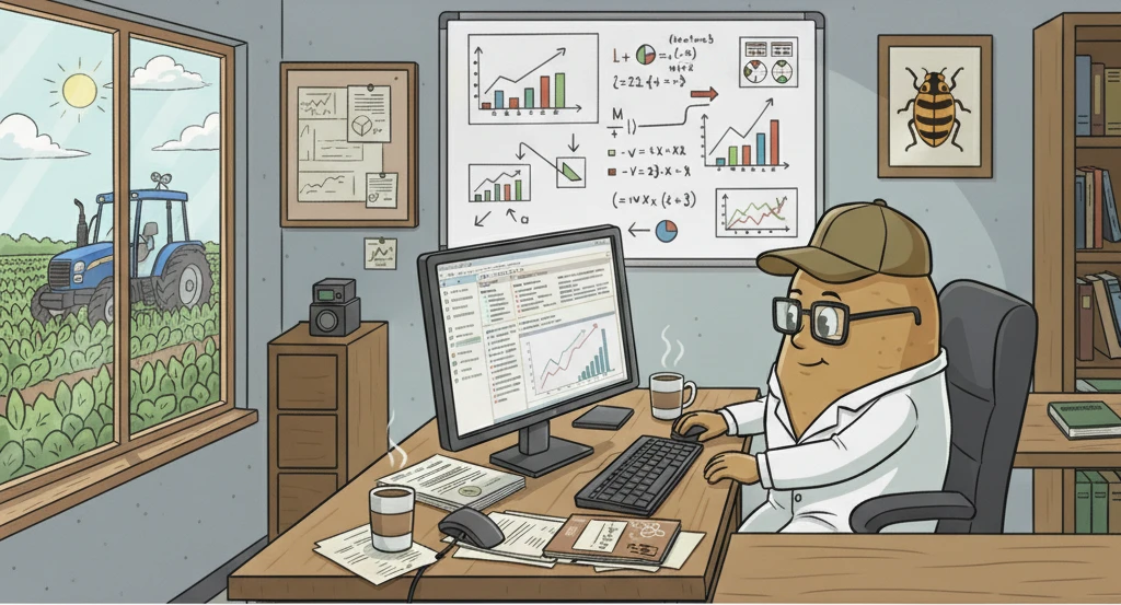 Mascotte chercheuse analysant des graphiques et des modèles mathématiques à l'ordinateur